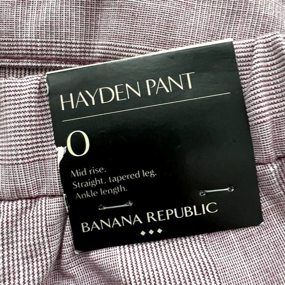 Banana Republic Factory Hayden Ankle Pant Burgundy Plaid 0 NWT - Picture 8 of 10
